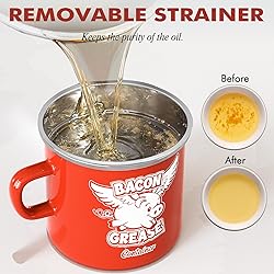 PGYARD Mini Bacon Grease Container With Strainer