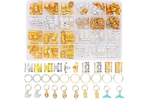 Nafaboig 200PCS Hair Jewelry for Braids, dreadlock accessories, Loc Jewelry for Hair, Hair Braid Rings Clips Beads Braiding C