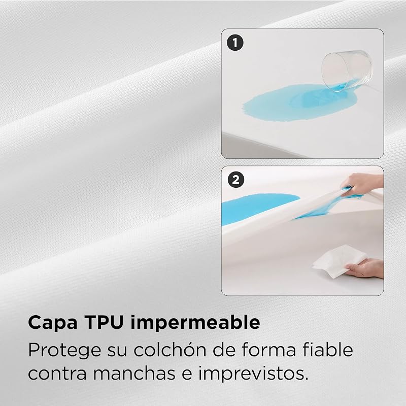 Protector de colchón 90 x 200 cm - Antichinches Antiacaros Blanco