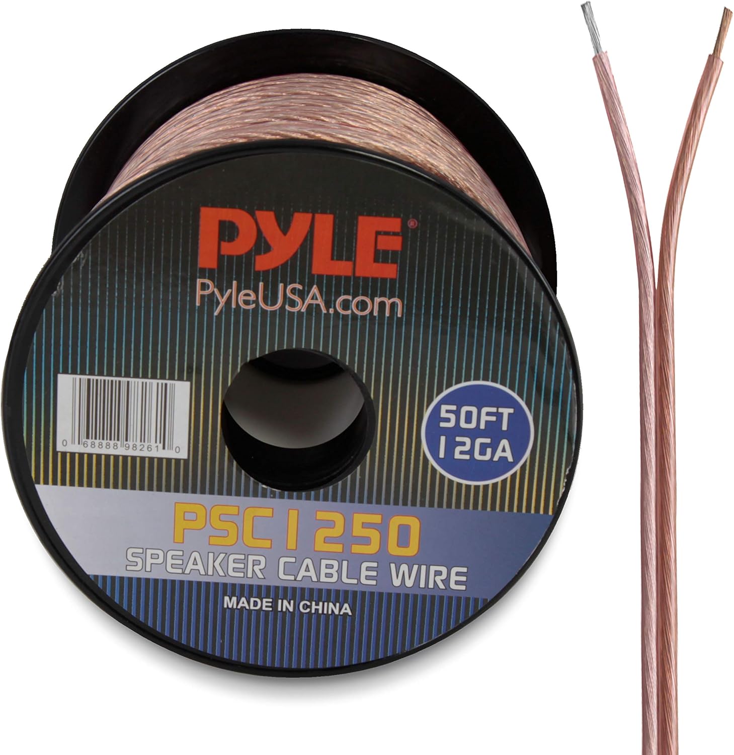 50ft 12 Gauge Speaker Wire - Copper Cable in Spool for Connecting Audio Stereo to Amplifier, Surround Sound System, TV Home Theater and Car Stereo - PSC1250: Home Audio & Theater