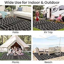 Smiry Outdoor Rug 9x12 ft, Waterproof Reversible