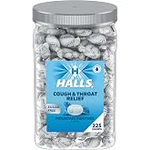 Halls Cough &amp; Throat Relief Mountain Menthol Sugar Free Cough Drops, 225 ct | No Synthetic Dyes, Bulk Pack