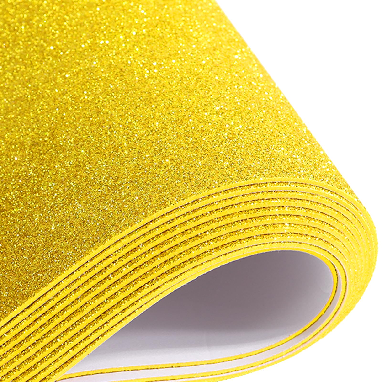 Photo 1 of 10 Sheets Glitter Foam Sheets for Crafts, A4 Cardstock Paper Sparkles Self Adhesive Sticky Paper for Children Father's Day Decor Table Decorations, Scrapbook Gift DIY Cutters Card (Light Gold)