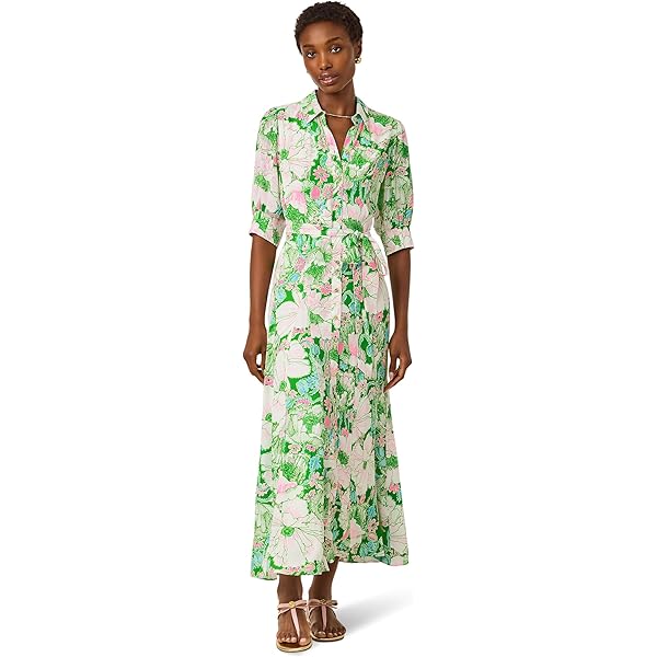 lyssa cotton midi dress LYSSA SHORT SLEEVE COTTON MIDI DRESS, MULTI VIA AMORE SPRITZER