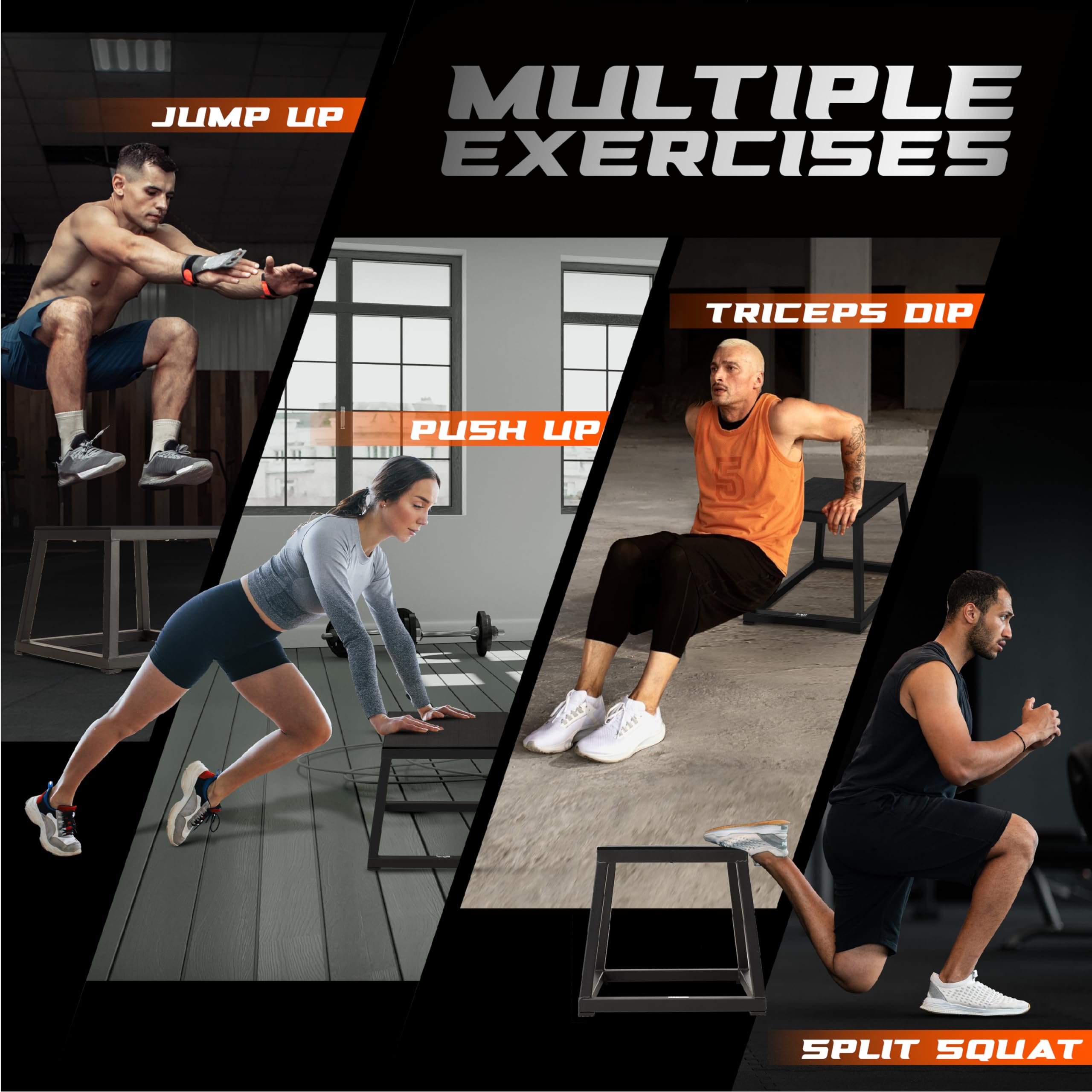 Yes4All Metal Plyometric Box with 550lbs Capacity, Pre-Assembled, Plyo Jump Platform, Step Up Box for Workout Home Gym
