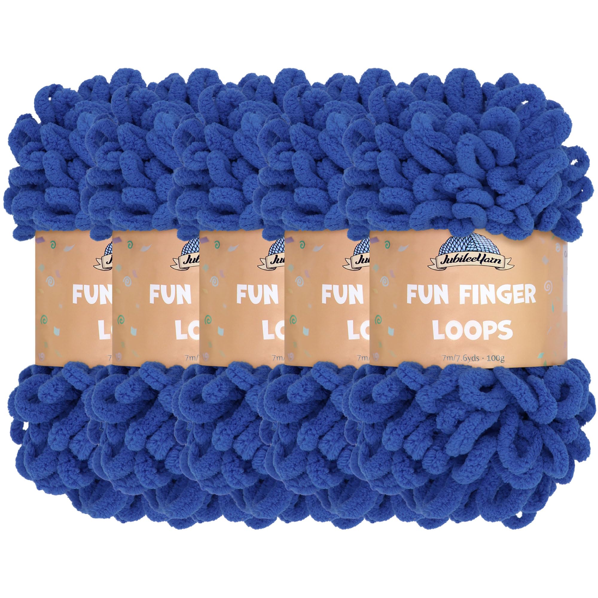 JubileeYarn Fun Finger Loops Yarn - Polyester Jumbo Weight Loop Yarn - 100g/Skein - Turkish Sea - 5 Skeins — image 1