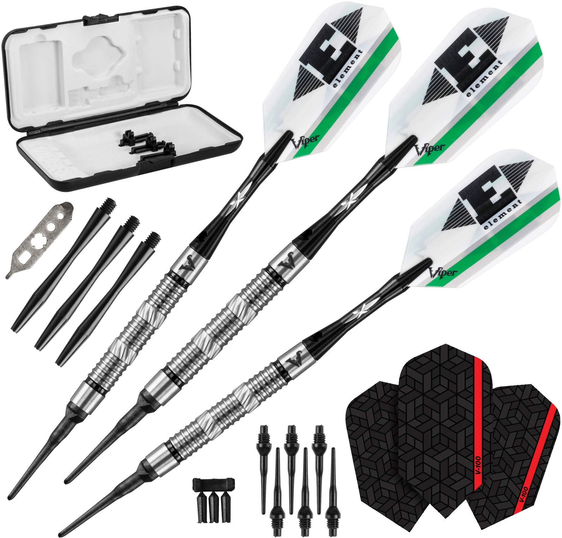 Viper Element 90% Tungsten Soft Tip Darts with Storage/Travel Case, Ringed, 18 Grams