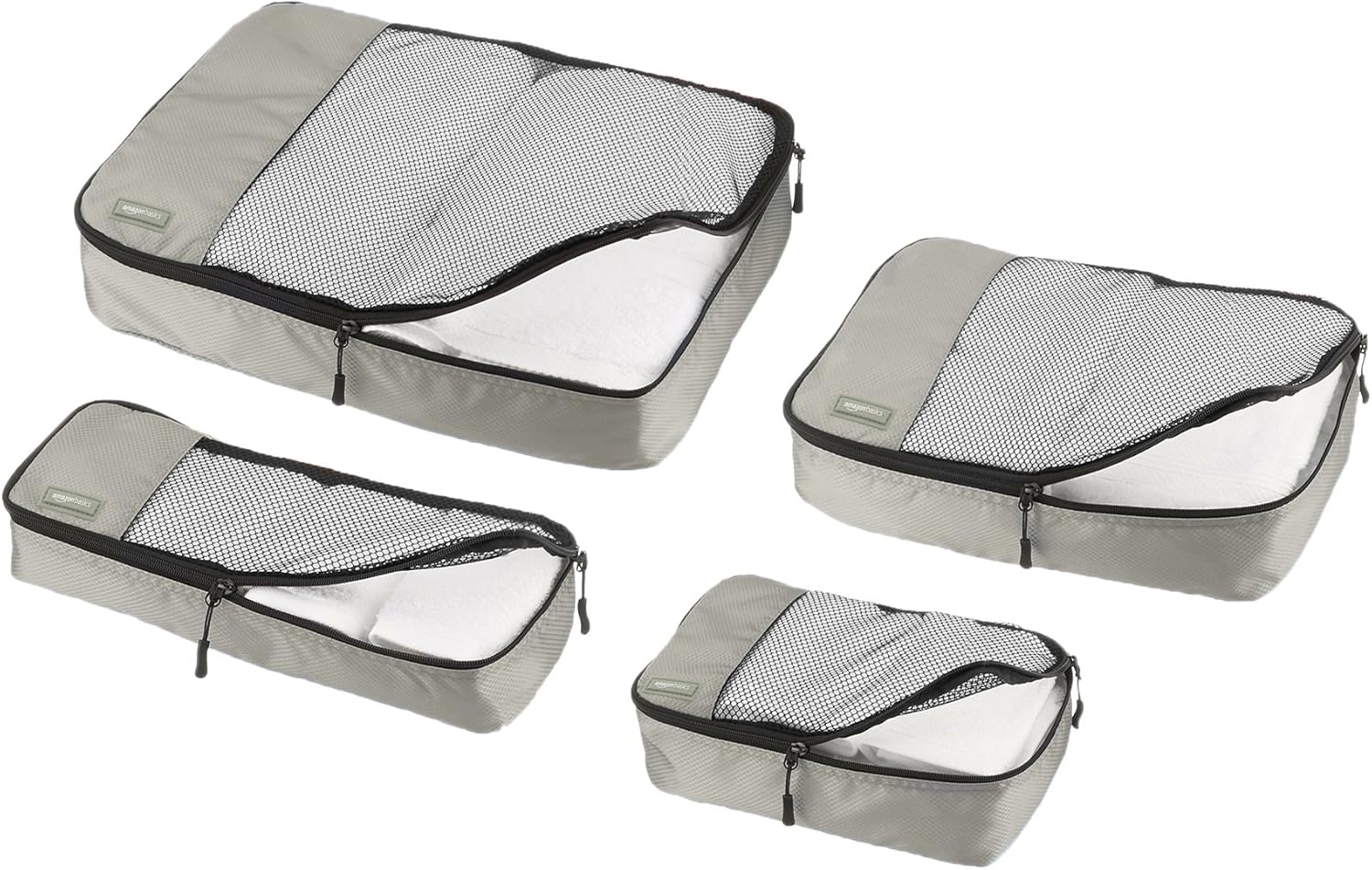  | Basics 4 Piece Packing Travel Organizer Cubes Set, Grey | Packing Organizers