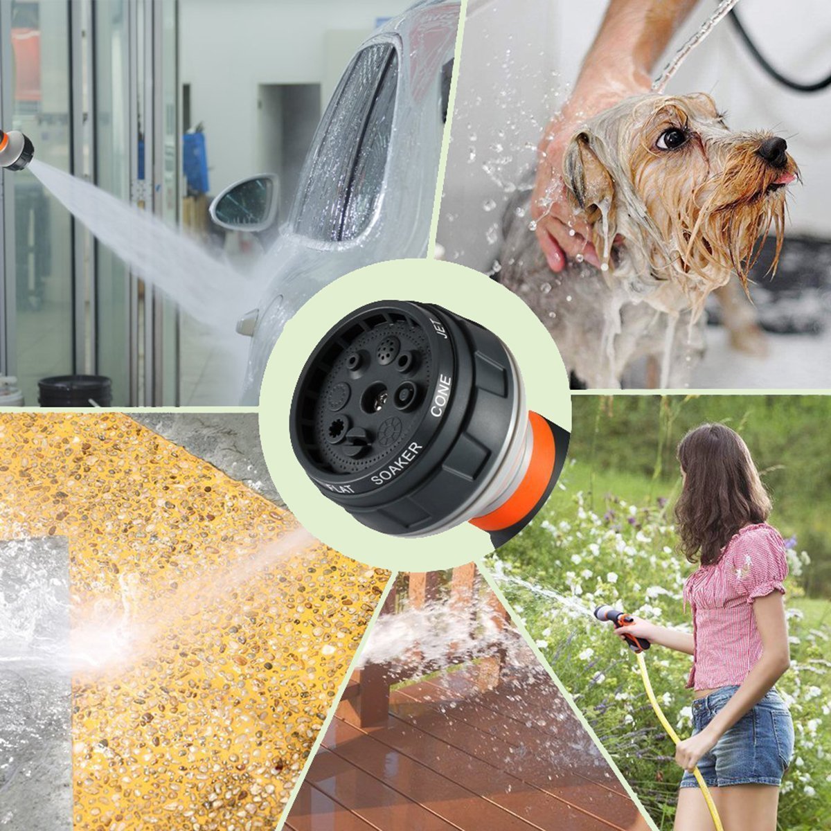 Garden Hose Nozzle Water Nozzle,VIEE Sprayer with Heavy Duty 8 Adjustable Watering Patterns, Slip and Shock Resistant for Ideal Watering Plants, Cleaning, Car Wash and Pets Shower