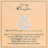 GLEZZA Cross Necklace for Daughter Baptism First Communion Confirmation Graduation Gifts for Daughter