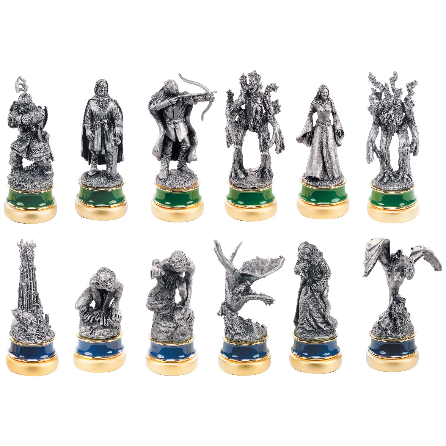 The Noble Collection The Lord of the Rings The Two Towers 12 Character Package - 12 Fine Pewter Figures in Box - Officially Licensed Film Set Movie Props Gifts