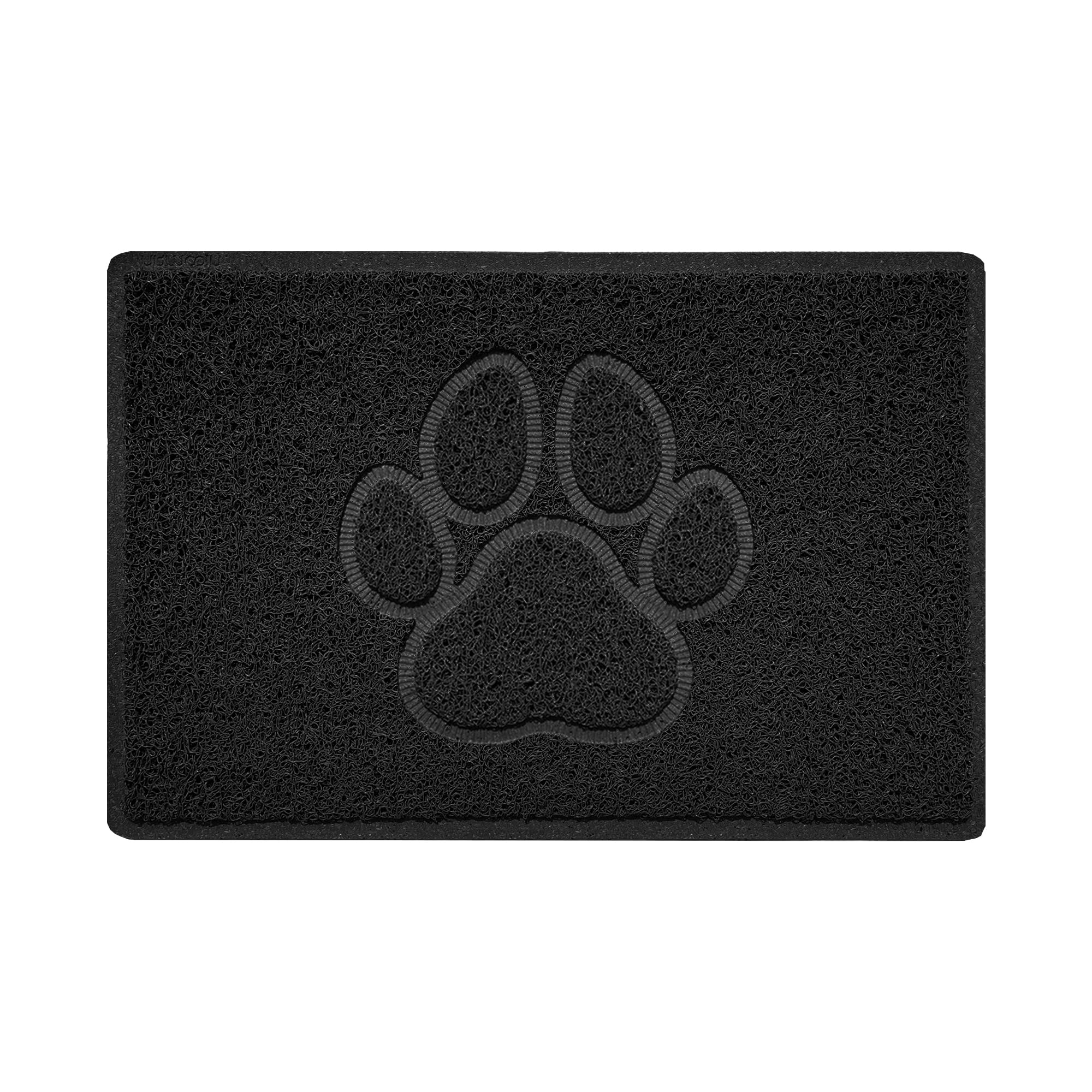 Nicoman Paw Embossed Shape Indoor Outdoor Dirt-Trapper Door Mat Washable Barrier Heavy Duty Doormat - (Watertight Rubber-Back, Small, Black, 60 x 40cm)