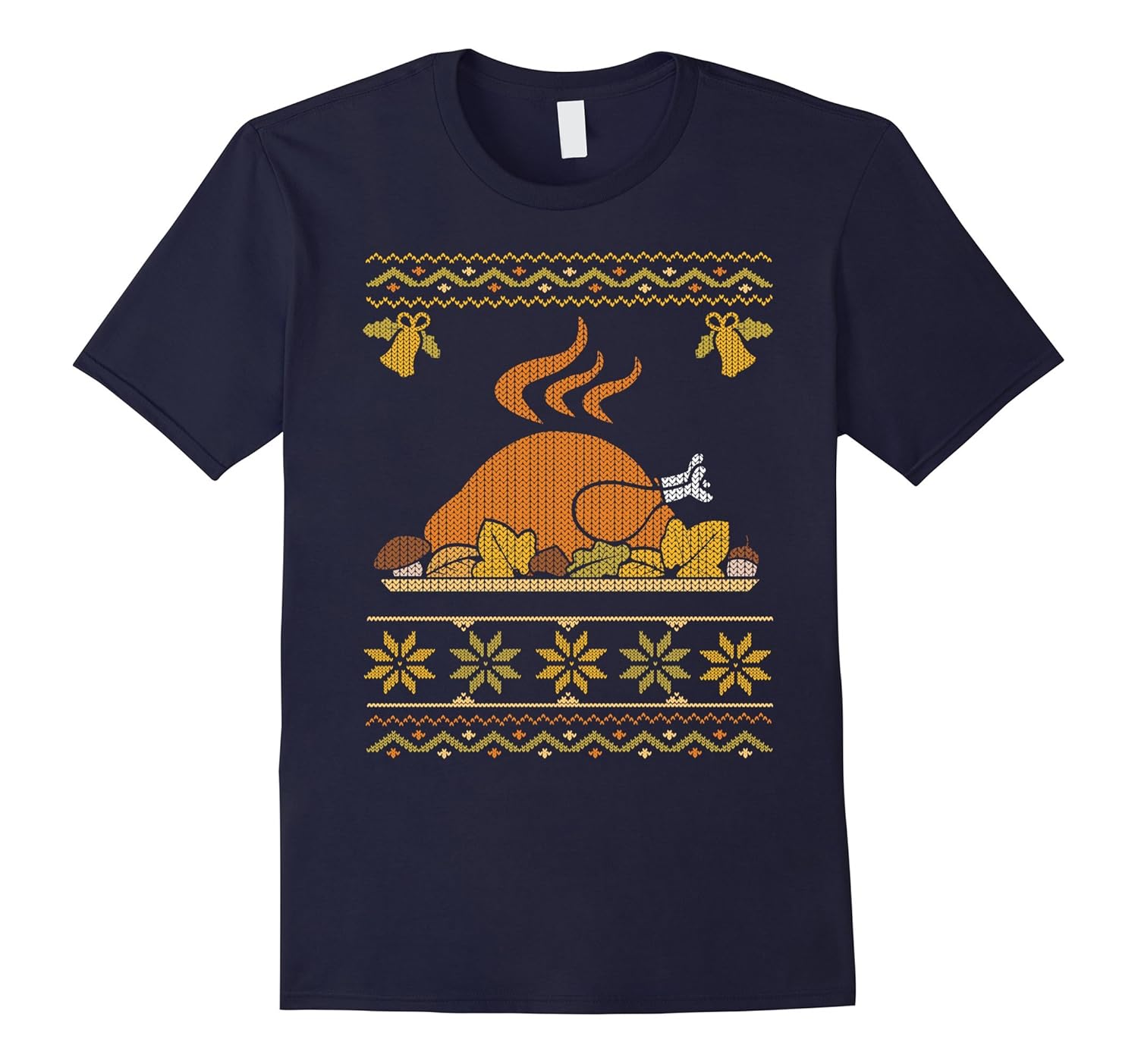 Ugly Christmas Sweater Style Thanksgiving Turkey T-Shirt-ANZ