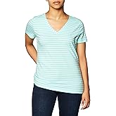 Nautica Womens Easy Comfort V-Neck Striped Supersoft Stretch Cotton T-Shirt