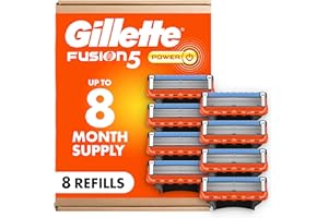 Gillette Fusion5 Power Razor Blades for Men, 5-Blade Razor Refills, 8 Count, Holiday Gifts for Men
