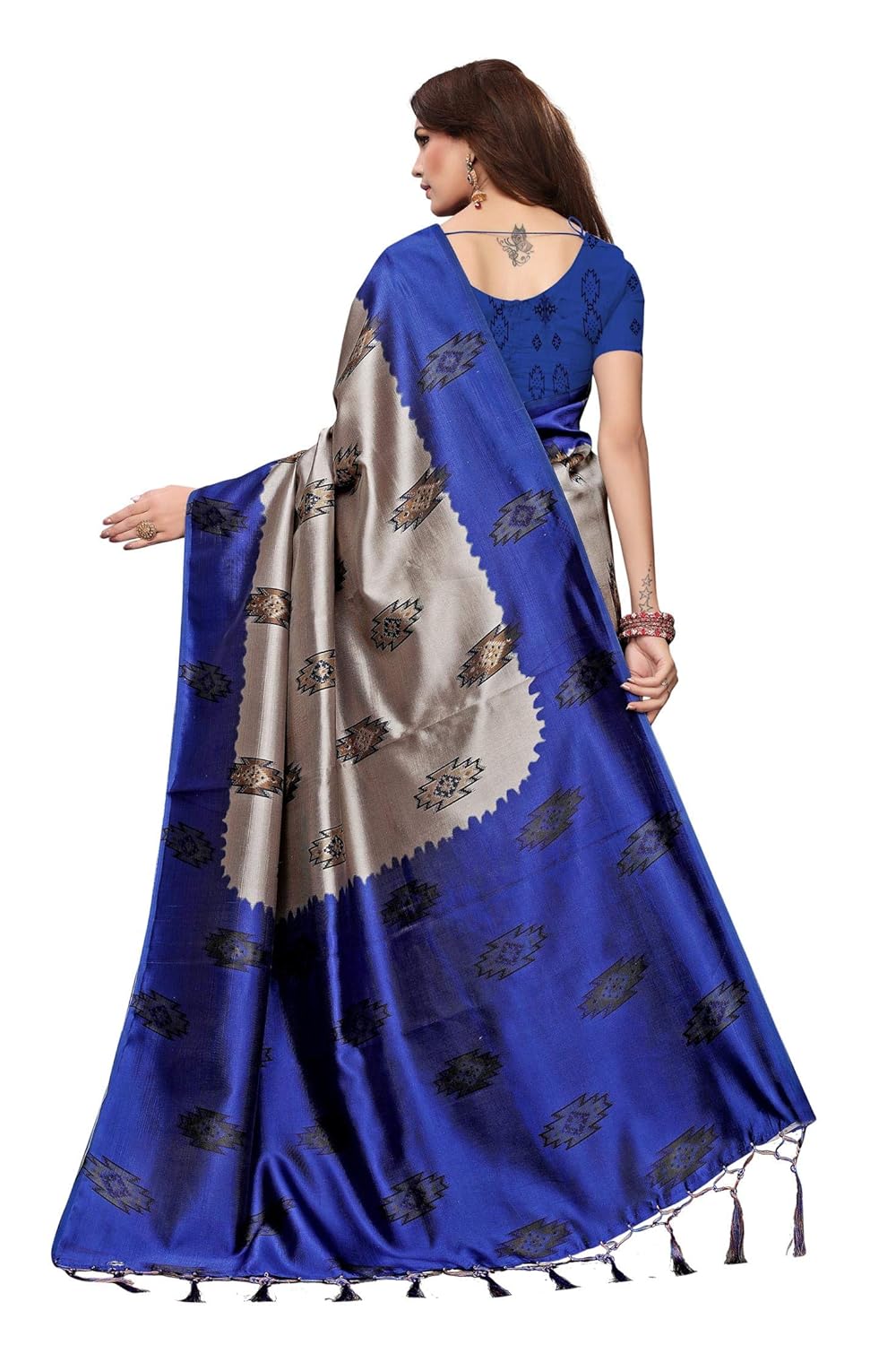 anni designer art silk with blouse piece saree (free size)