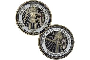 ARNUDOM The Knights Templar Commemorative Coin The Whole Armor of God Challenge Coin 3D Commemorative Coin Metal Ancient Bronze Color