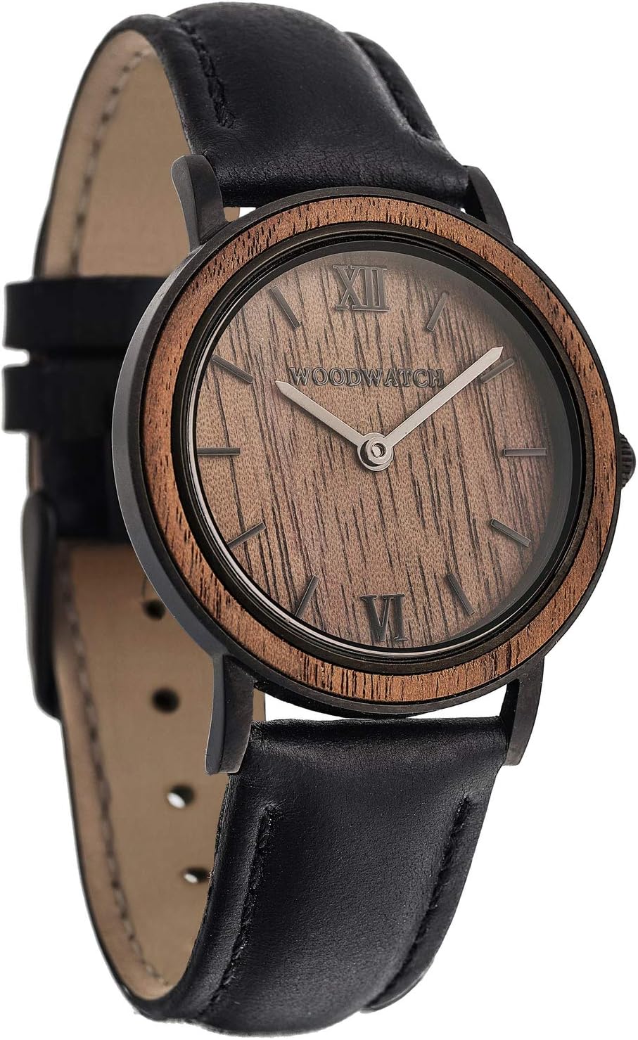 WoodWatchThe Official Women's Brown Walnut Jet Petite Natural Wood Wrist Watch | Japanese Miyota GL20 Quartz Movement | Durable and Splashproof Clock