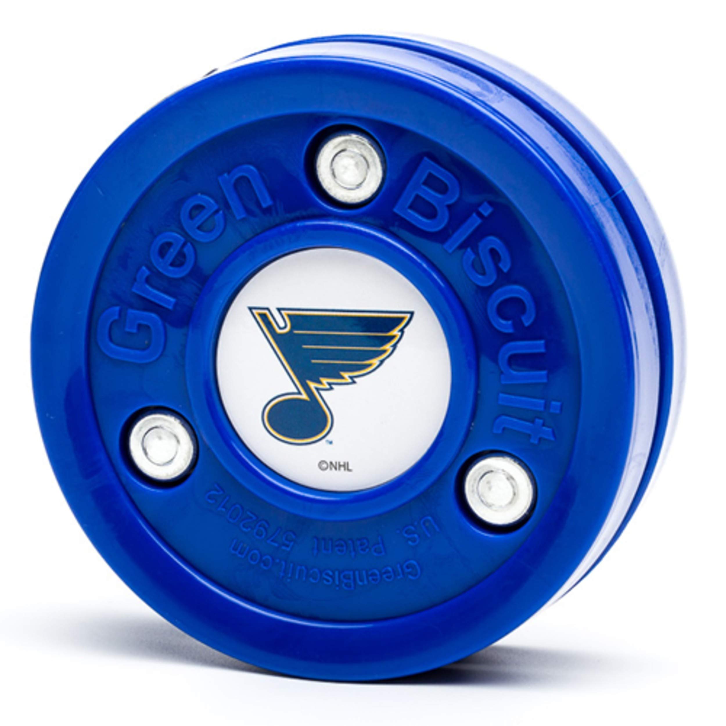 Green Biscuit NHL Teams Original Passing/Handling Training Puck (St Louis Blues) - Off-Ice/Street Hockey Puck
