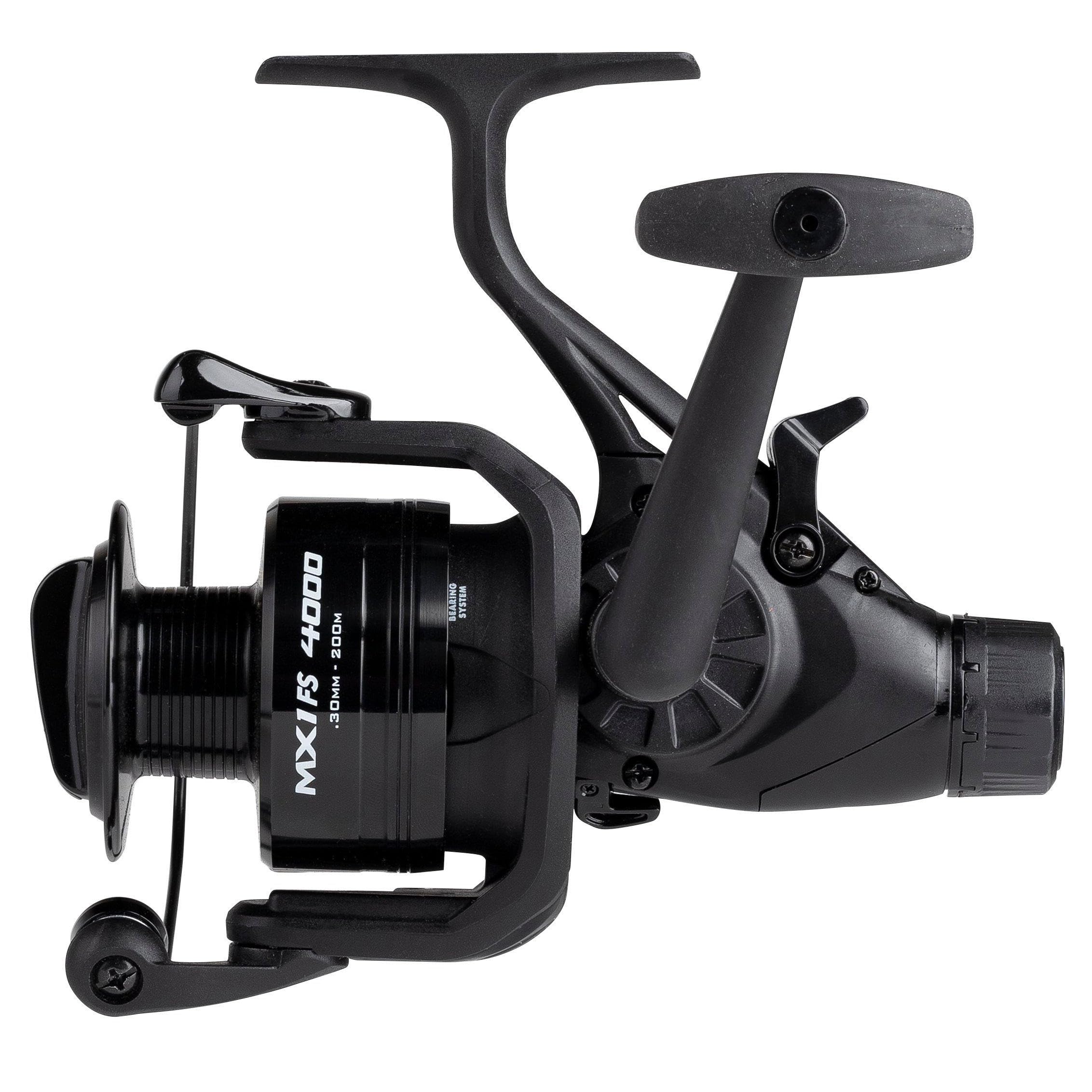 Mitchell MX1 FS 4000 Allround Fishing Reel - Spinning Free Spool Freshwater Carp Fishing Reels and Deadbait Pike & Zander Anglers - Robust and lightweight Black Aluminium - 2+1 Bearings