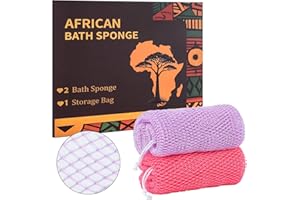 African Net Sponge Authentic with Knots, 2 Pieces Exfoliating Body Scrubber for All Skin Types, Real African Exfoliating Bath