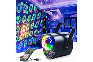 Yiixuyo Disco Ball Light Party Lights with Multi-Color Laser Pattern, Sound Activated Strobe Lamp, Remote Control, Home Karaoke Dance Decoration for Birthday Parties, Events & Nightclubs (ABS Plastic)