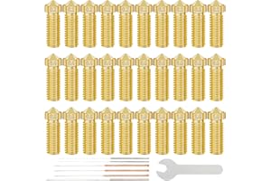 SIMAX3D 【30Pcs/Pack】E3D M6 Volcano Nozzles 30pcs 3D Printer Brass Nozzles,0.2mm,0.3mm,0.4mm,0.6mm,0.8mm,1.0mm Nozzle Makerbot Creality Ender 3 CR-10 with 6 Needles and Metal Storage Box-Longer