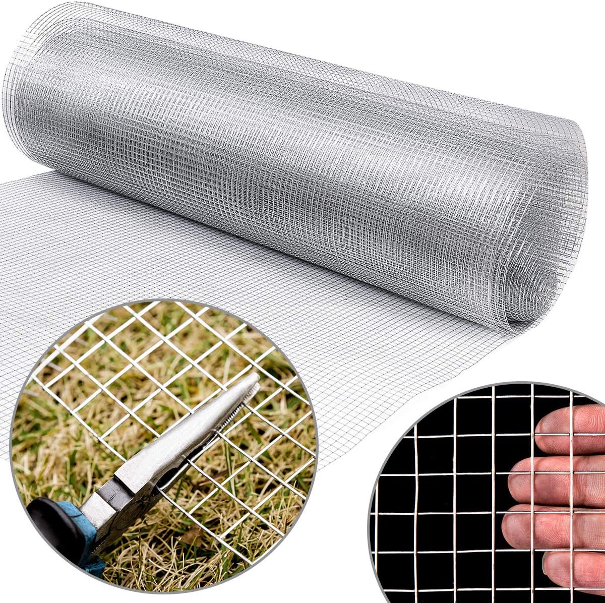 Goplus 48'' x 50' Hardware Cloth, 1/2 inch Welded Cage Wire Galvanized Hardware Cloth Metal Mesh Chicken Netting Rabbit Fence Wire Window - - 
