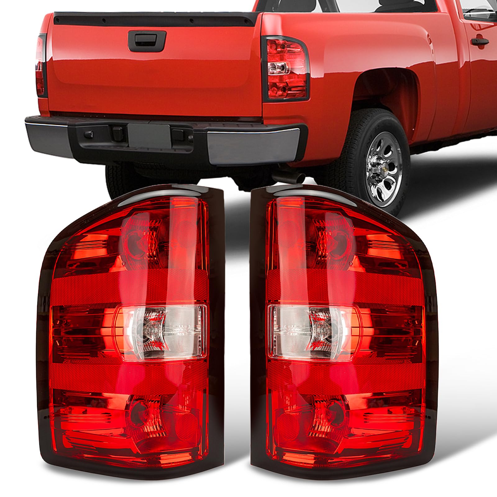 Photo 1 of FOMIUZY Tail Lights Fit Chevy Silverado 1500 2007 2008 2009 2010 2011 2012 2013 Chevrolet 2500 3500 HD 2500HD 3500HD Rear Brake Taillight Assembly Back Lamp Lens Cover Left Driver Right Passenger Side