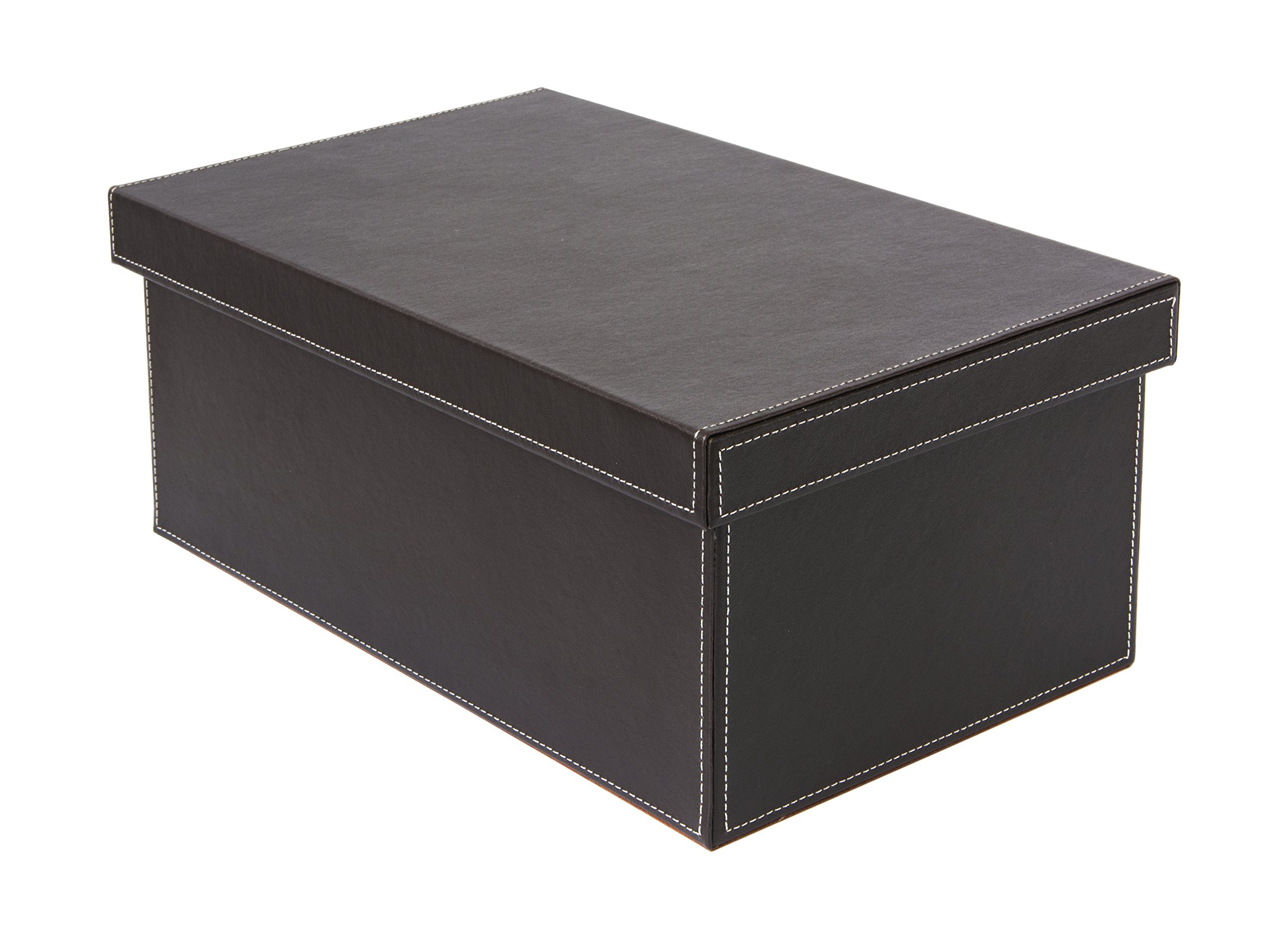 Osco Faux Leather Stackable Media Storage Box, Holds up to 26 DVDs, Blu-rays, CDs – Durable Wipe-Clean Finish – Space-Saving Storage Container, Single, Brown — image 1