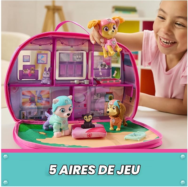 Pat' Patrouille, Le Monde de Stella, Coffret Camping et Sauvetage, avec Figurines à tête Mobile Stella, Everest et Liberty, Camping-Car, Jouets pour Filles et garçons à partir de 3 Ans