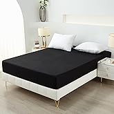 Tateufeu Bedding Twin Fitted Sheet,Deep Pocket,Soft Microfiber,Shrinkage and Fade Resistant,Easy Care,1 Fitted Sheet Only,Black