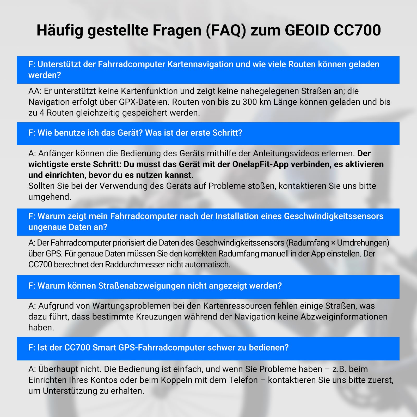 GEOID CC700 GPS Fahrradcomputer kabellos mit 2,8 Zoll Farbbildschirm – Fahrradtacho mit Route-Navigation, ANT+ & Bluetooth, IPX7 wasserdicht, 15-25 Std. Akkulaufzei 2