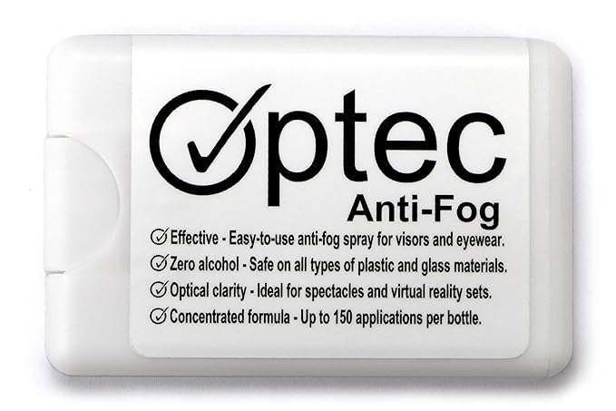 Optec Anti-Beschlag-Spray für Motorradvisiere, Radfahren und Skibrille, Virtual Reality Headsets und Brille Behälter in Tasch