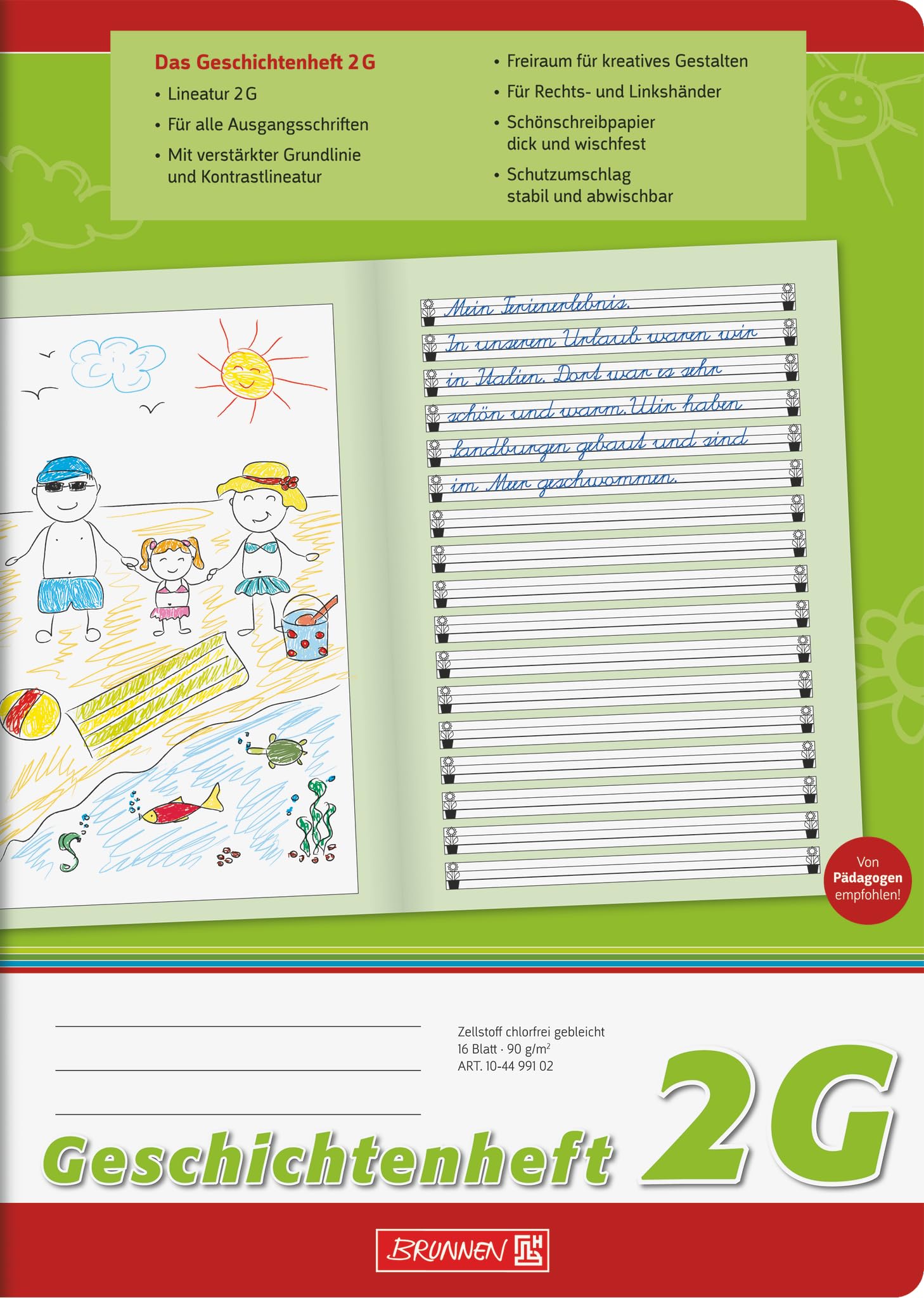 Brunnen 104499102 Story Notebook Class 2 (A4, 16 Sheets, Line Style 2G)