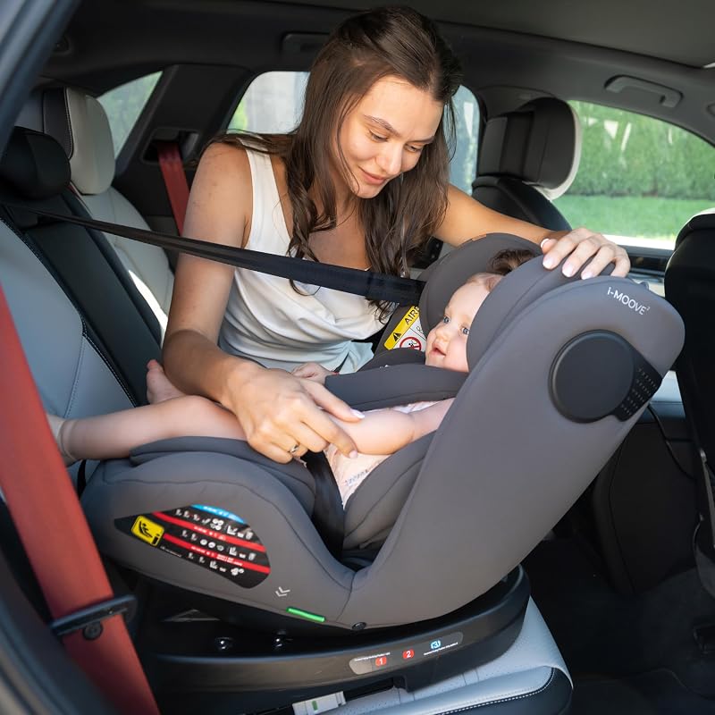 Cadeira de Bebé KikkaBoo Grupo 0 1 2 3 i-MOOVE 2, tamanho i 40–150 cm com ISOFIX, giro 360°, reclinável, apoio de cabeça ajustável, preto