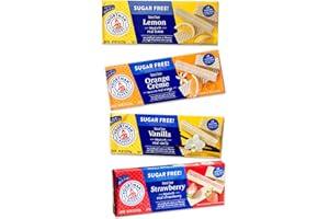 CIRCLE OF DRINK Voortman Sugar Free Wafers - Variety Pack - Lemon - Vanilla - Strawberry - Orange Creme - Baked with Real Ingredients - 4, 9oz packs