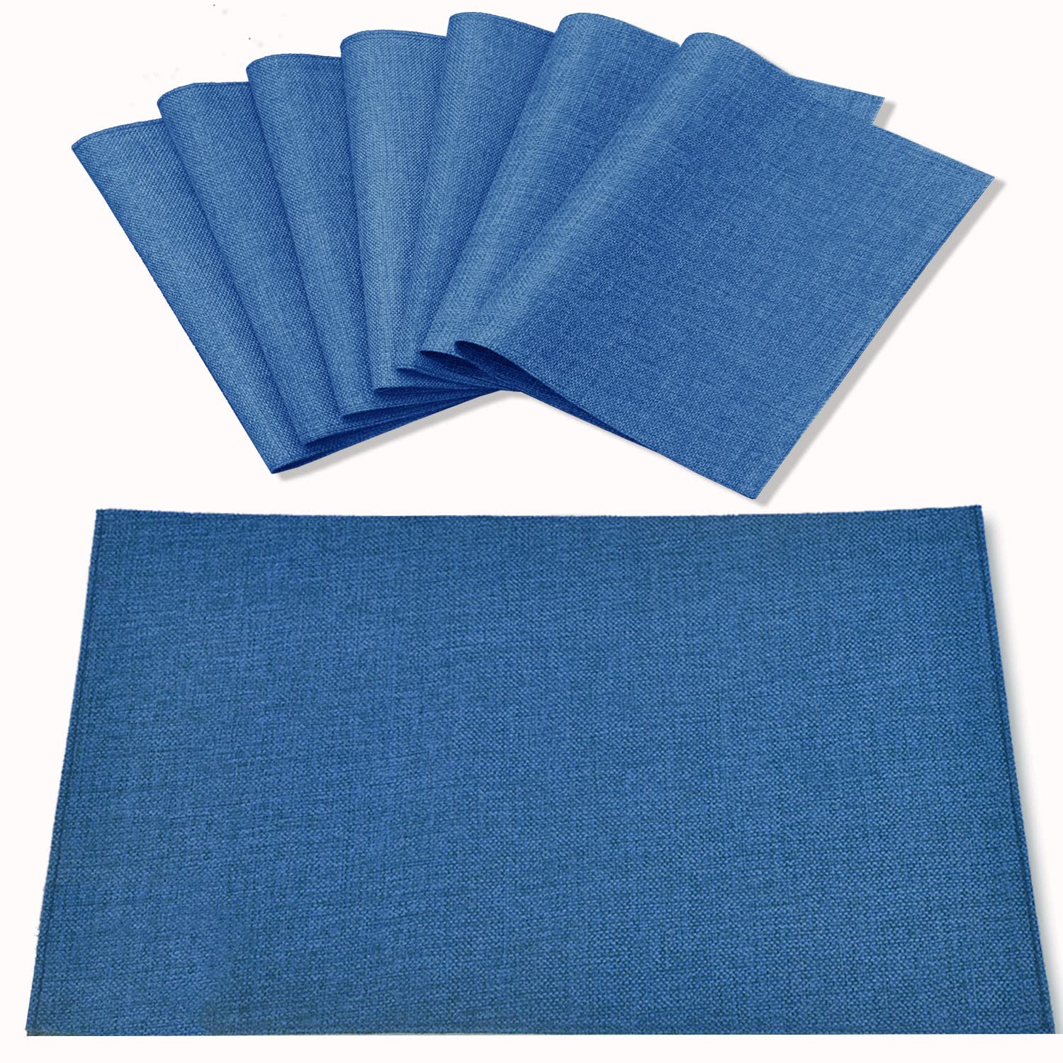 Rinpon Cloth Placemats Set of 8, Navy Blue, Linen Type Fabric, Machine Washable, Heat Resistant, Wrinkle Free, Thick Polyester, Kitchen Place Mats for Dining Table — image 1