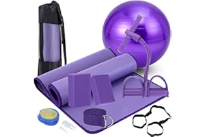 KXEXK Yoga Mat Set for Beginners,Yoga Mat with Carrying Strap,Yoga Blocks 2 Pack with Yoga Strap,Yoga Ball,Ankle Puller,11-Piece Yoga Kits and Sets for Beginners,Yoga Starter Kit for Women Men