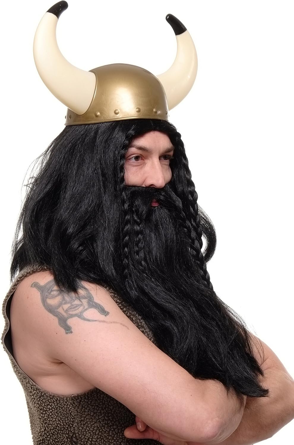 WIG ME UP - Party/Fancy Dress/Halloween black Wig & Beard Erik Viking Chieftain Barbarian Berzerker Dwarf - Image 5