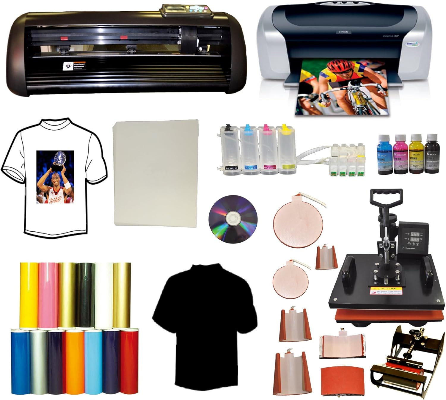 13" METAL Vinyl Cutter Plotter, 8in1 Combo Heat Press