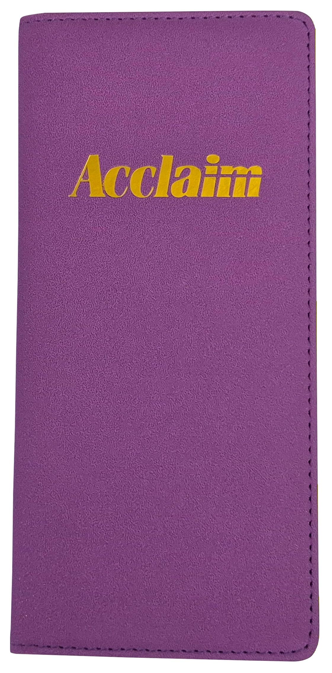 Acclaim Rigid Lawn Bowls Bowling Scorecard Holder Lightly Padded Plain Colour Sparkle Finish 23 cm x 11 cm with Spring Clip & Pen Loop (Purple)