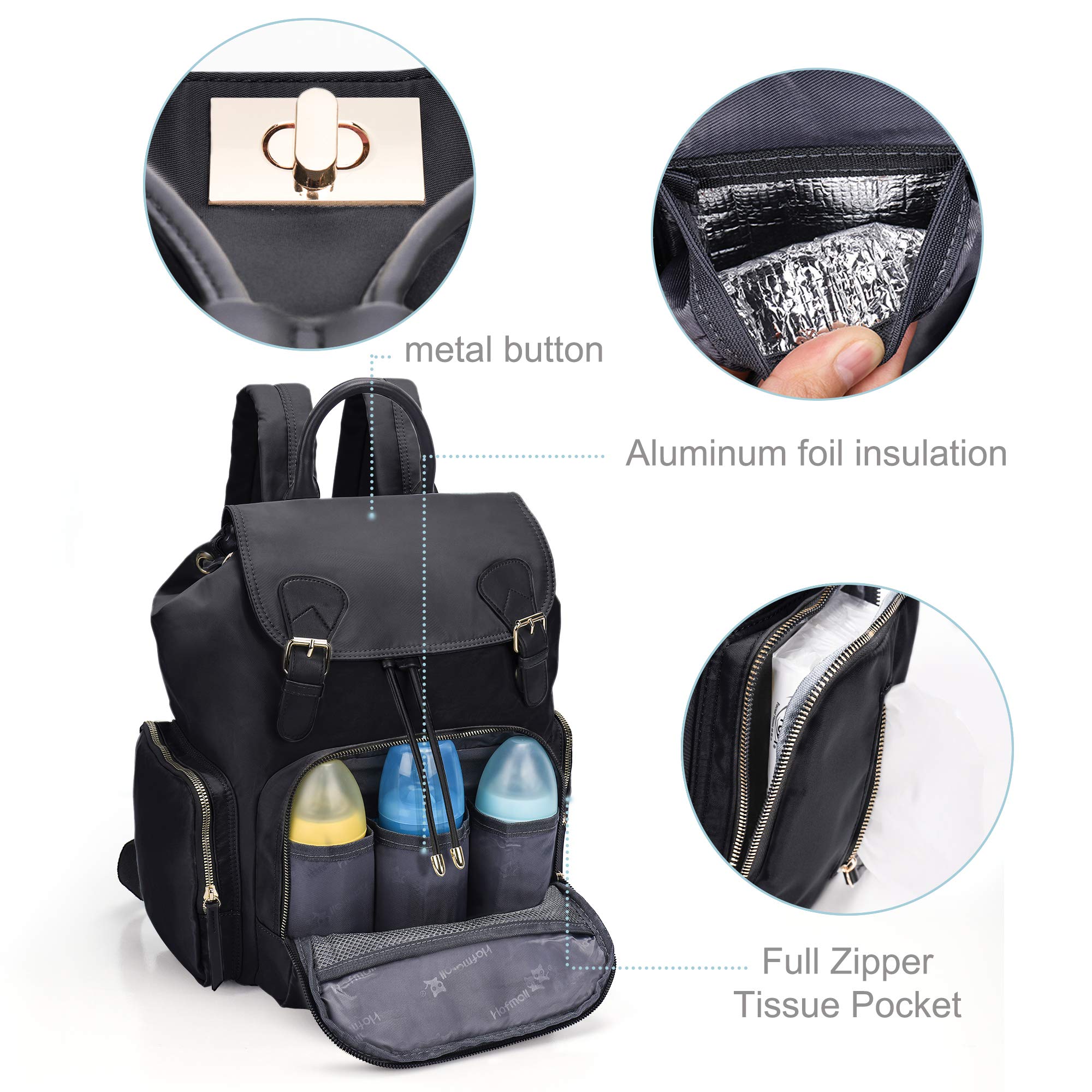 Hafmall Diaper Backpack Diaper Bag with Stroller Hooks, Pañaleras para Bebe, Diaper Backpack for Mom