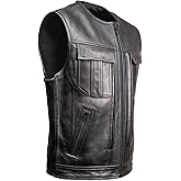 MILWAUKEE MOTORCYCLE CLOTHING CO. Men's Quick-Draw Stylesh Premium Black Leather MC Biker Vest MMC30001