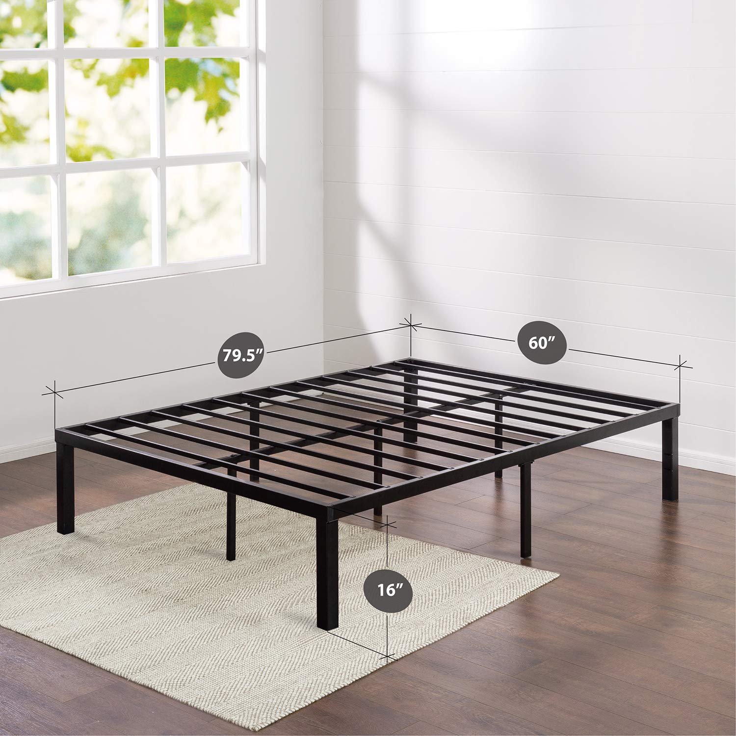 Zinus Luis Quick Lock 16 Inch Metal Platform Bed Frame / Mattress Foundation / No Box Spring Needed, Queen
