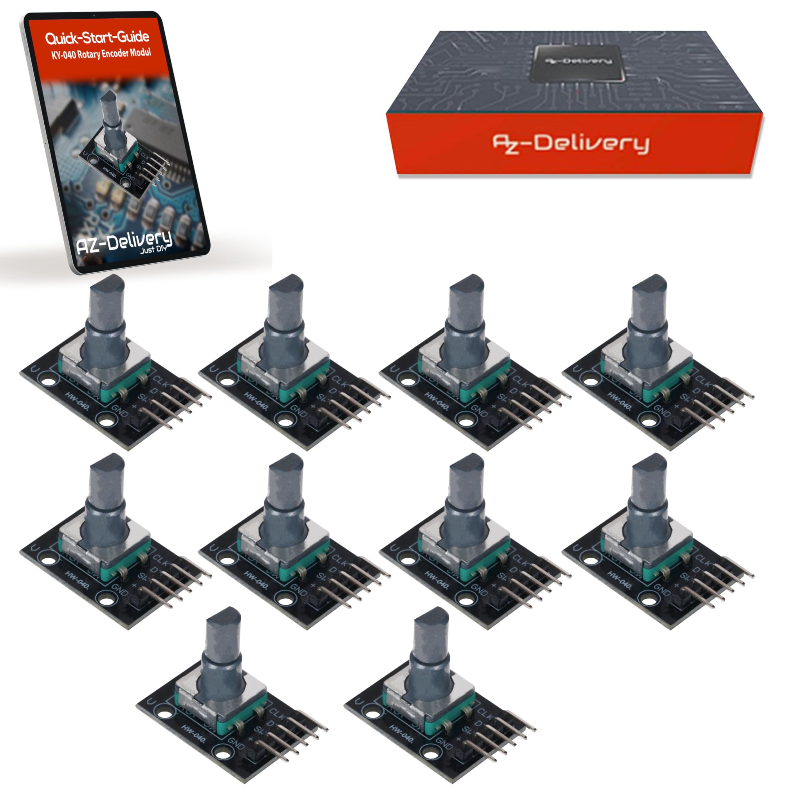 AZDelivery 10 x KY-040 Rotary Encoder Module compatible with Arduino including E-Book!