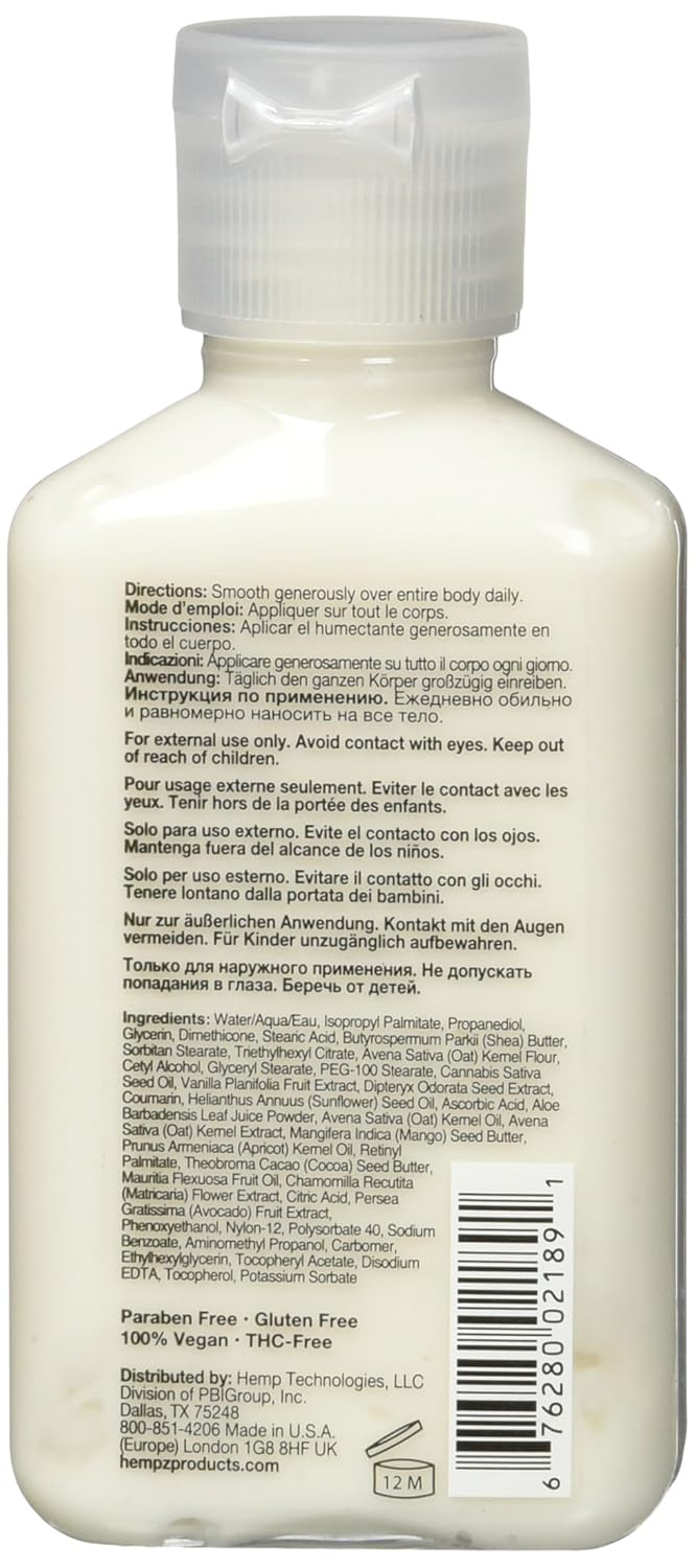 Hempz Sensitive Skin Herbal Body Moisturizer with Oatmeal, Shea Butter for Women and Men, 2.25 oz. -Premium, Soothing Body Lotion with Hemp Seed, Cocoa Seed, Mango Seed for Dry Skin -Skin Care Products : Beauty