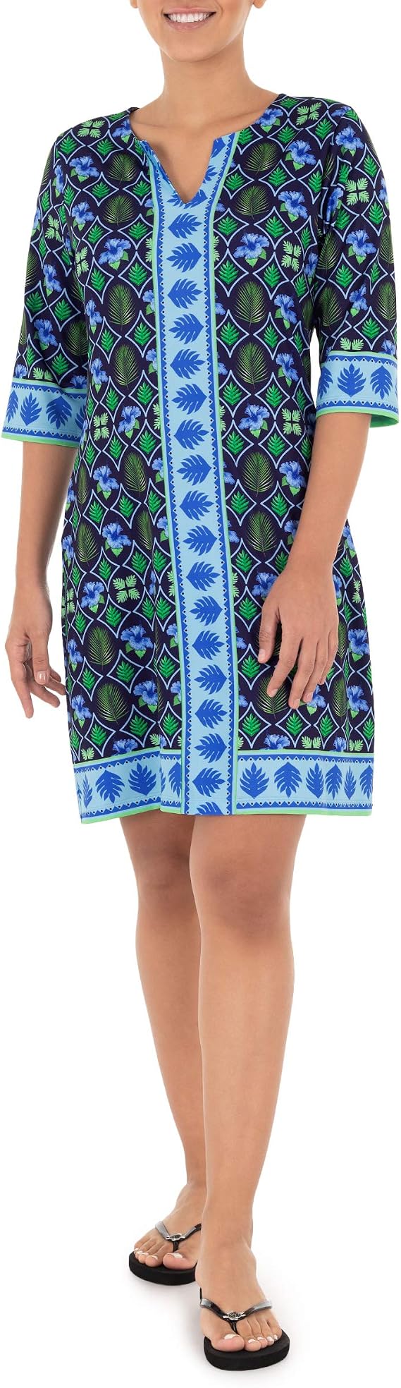 Guy Harvey Women's 3/4 Sleeve Tunic Dress - Moisture-Wicking Stretch Casual Dress 3 thumbnail image