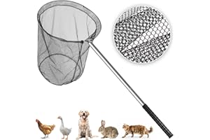 Uross Large Catch Net - Anmial Net for Cat, Dog, Chicken,Goose, Ducks, Bird, Butterfly with Heavy-Duty Handle Adjustable to 5 Lengths(36"-99" Handle with 20" Net Opening)