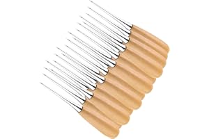 MAGIKON 20-Pack Wooden Handle Leather Stitching Sewing Awl Repair Tool (Round) #1